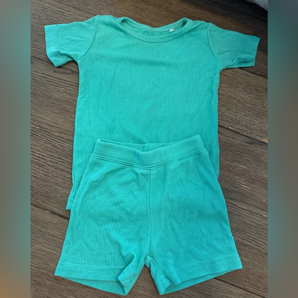 Little one shop ribbed bamboo short set